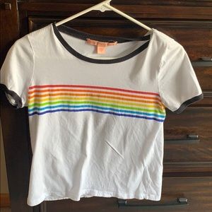 Rebellious one rainbow striped t shirt
